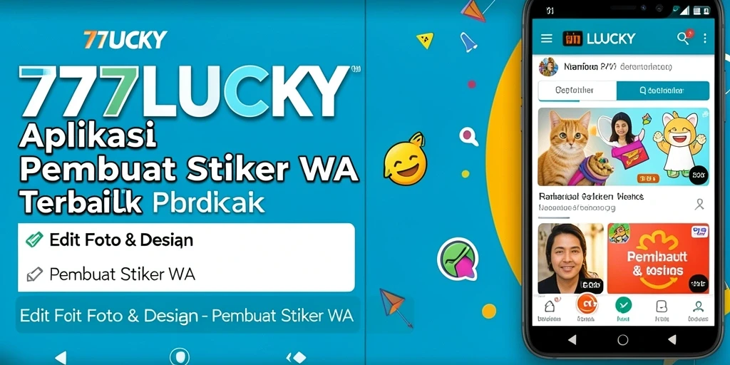 Antarmuka 777LUCKY untuk membuat stiker WA yang kreatif.