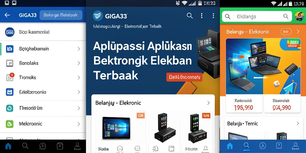 Antarmuka GIGA33 yang menarik dan mudah digunakan untuk belanja elektronik.