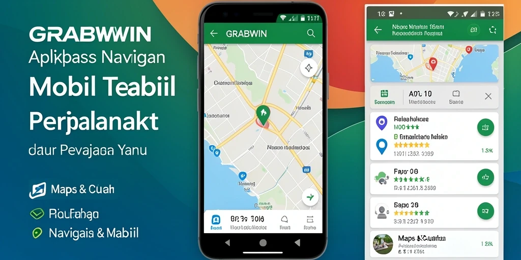 Tampilan antarmuka GRABWIN yang intuitif untuk navigasi mobil.