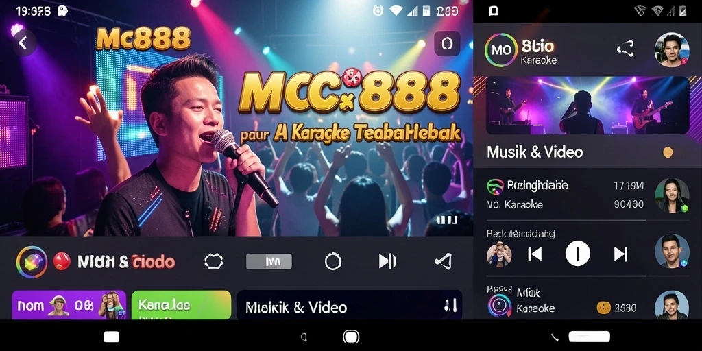 Tampilan antarmuka aplikasi MC888 yang menarik dan fungsional untuk Karaoke.