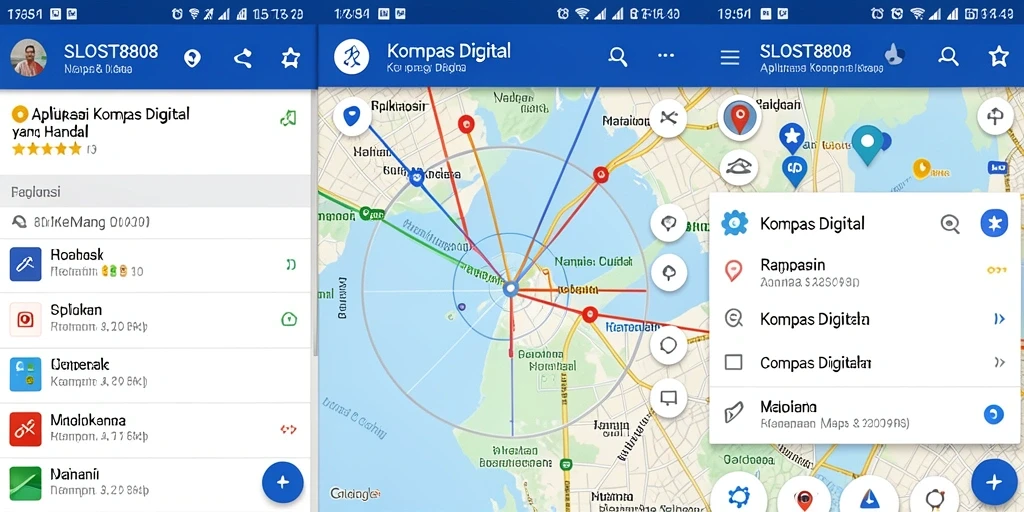 Antarmuka utama SLOST8808 yang menunjukkan fungsi kompas digital.