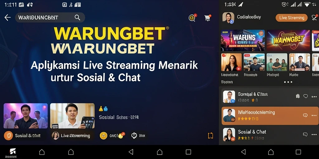 Tampilan antarmuka aplikasi WARUNGBET dengan fitur Live Streaming yang menarik.